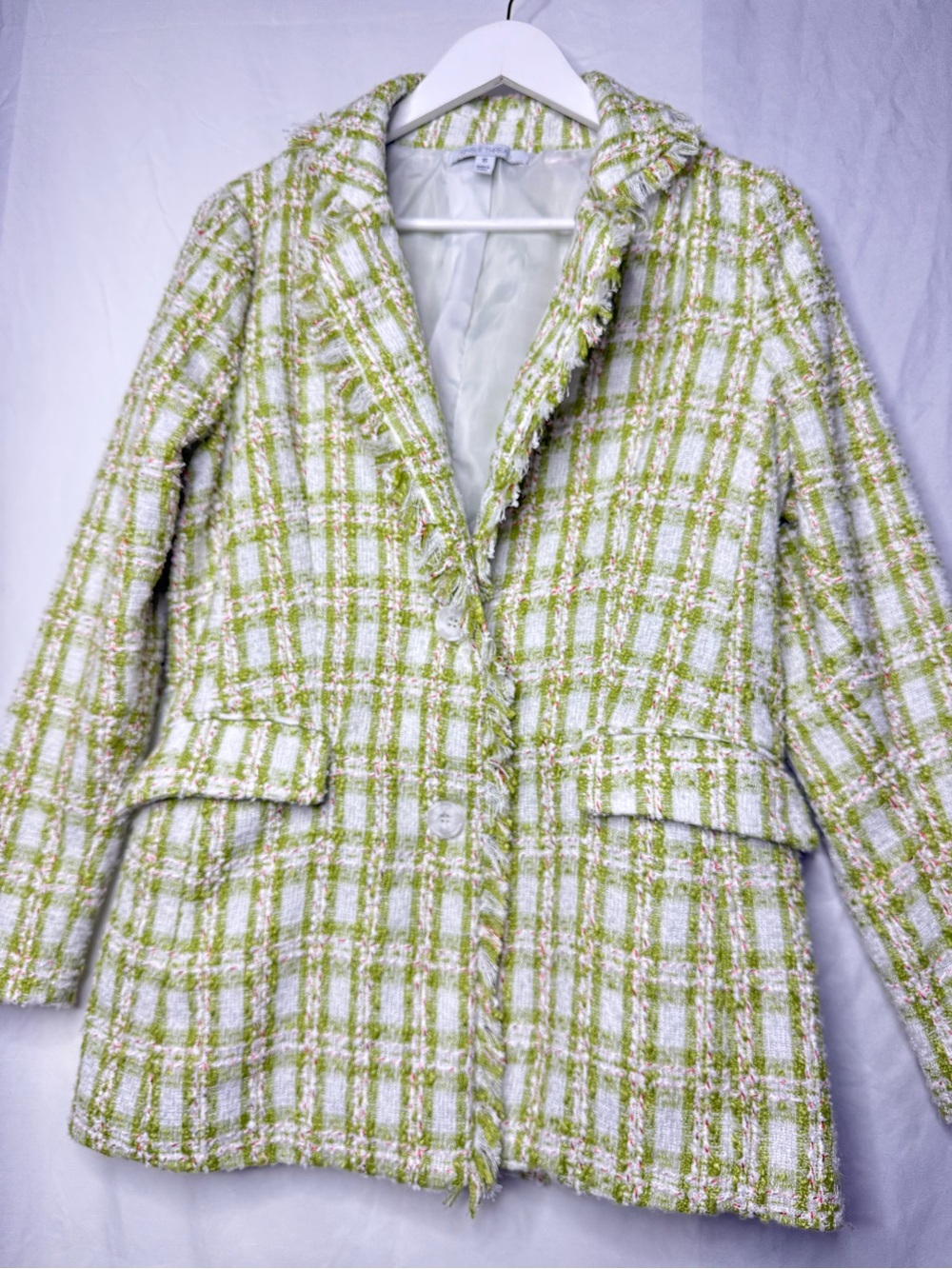 VIP: SINGLE THEAD GREEN PLAID BLAZER XS - Picture 2 of 6